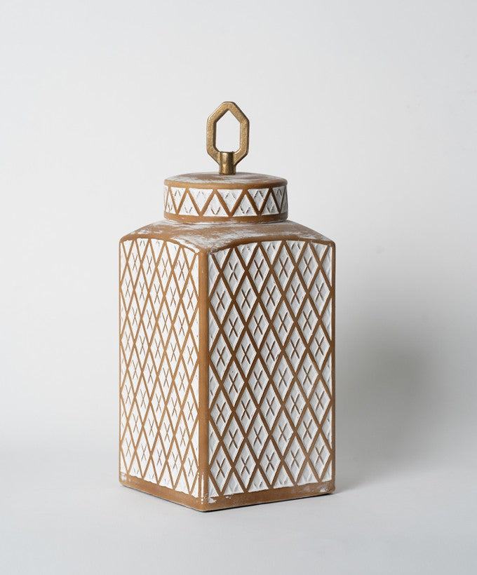 VASO CERAMICA CON CHIUSURA ILIADIS E ROMBI - BRONZO
