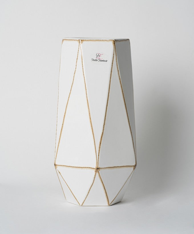 VASO PETITE FANTASIE CERAMICA GRANDE VENATURE ORO - BIANCO
