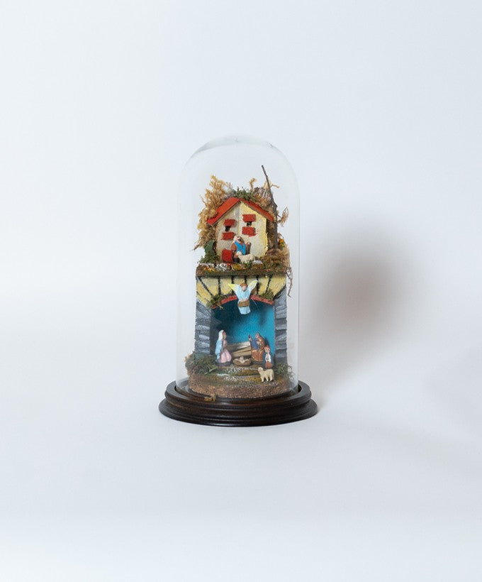 PRESEPE IN CAMPANA DI VETRO - TRADIZIONE E MAGIA - REALIZZATO A MANO
