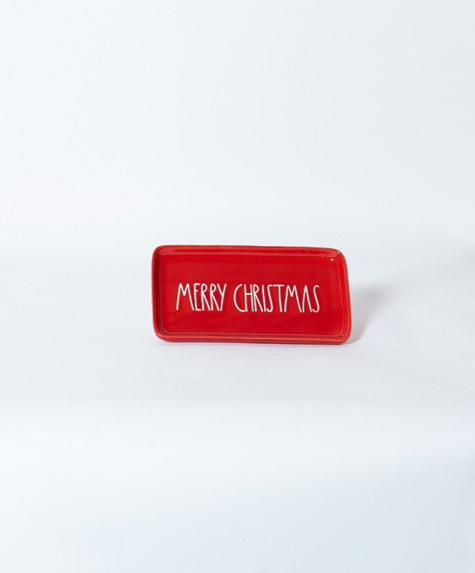 VASSOIO NATALIZIO - MERRY CHRISTMAS ROSSO\ BIANCO