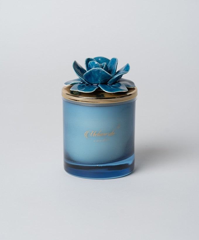MELAVERDE CANDELA - BLU PICCOLA CON FIORE