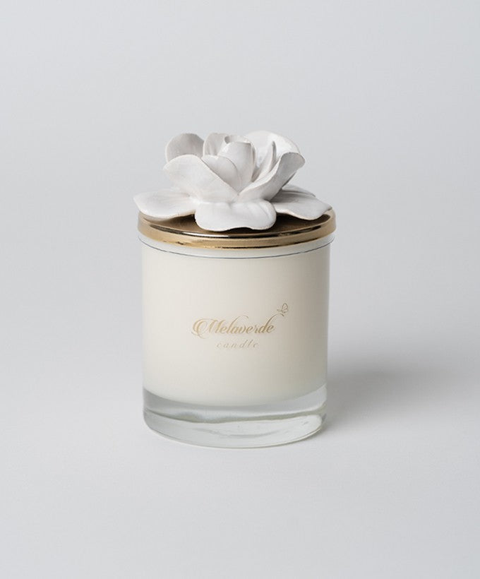 MELAVERDE CANDELA - BIANCA MEDIA CON FIORE