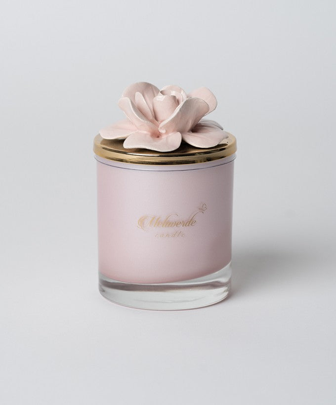 MELAVERDE CANDELA - ROSA MEDIA CON FIORE