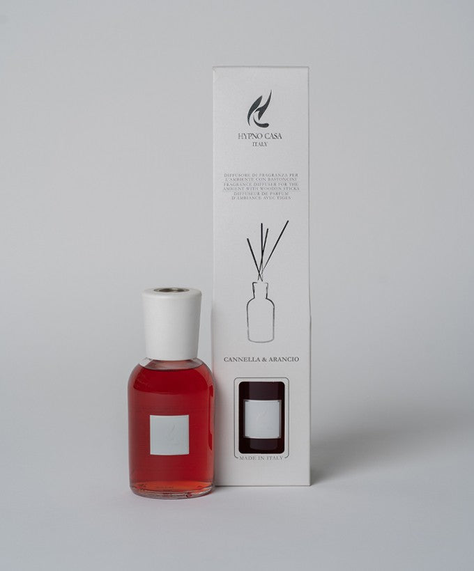 DIFFUSORE CON BASTONCINI HYPNOCASA - CANNELLA E ARANCIO 250ML