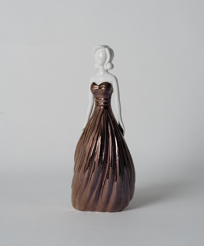 STATUINA DONNA CERAMICA AMBIENTI GLAMOUR - BIANCA/BRONZO