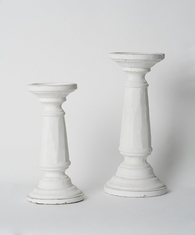 COPPIA PORTACENDELE IN GESSO EDG - BIANCHI