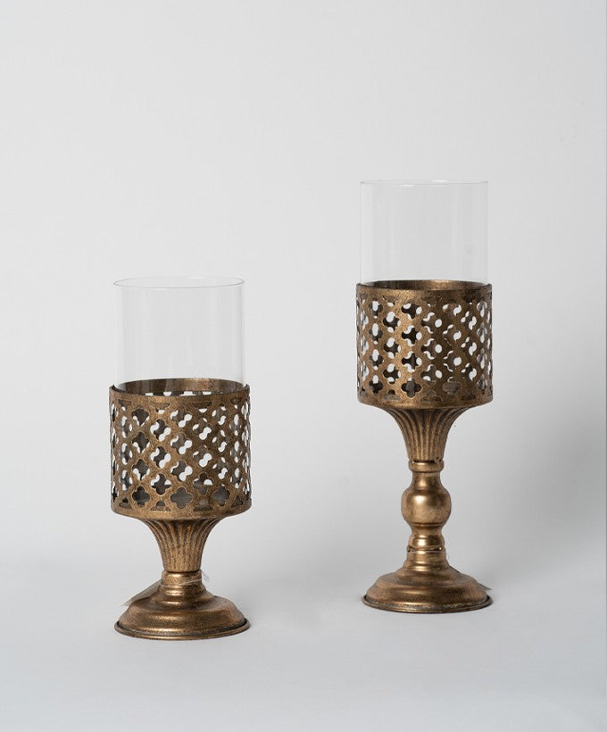 COPPIA DI PORACANDELE METALLO ILIADIS - ORO