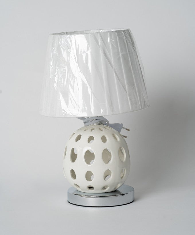 COPPIA LUMETTI PORCELLANA/ BASE METALLO - BIANCHI/ARGENTO