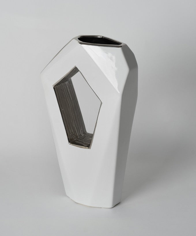 VASO GRANDE AMBIENTI GLAMOUR - BIANCO/ARGENTO