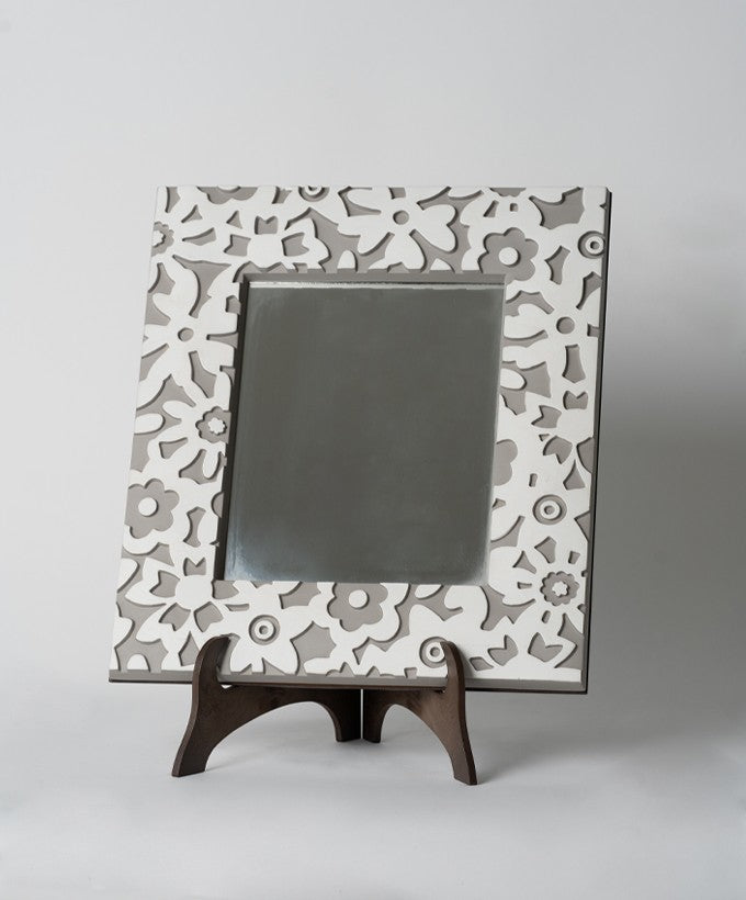 SPECCHIO GRANDE CERAMICA EGAN - BIANCO/GRIGIO