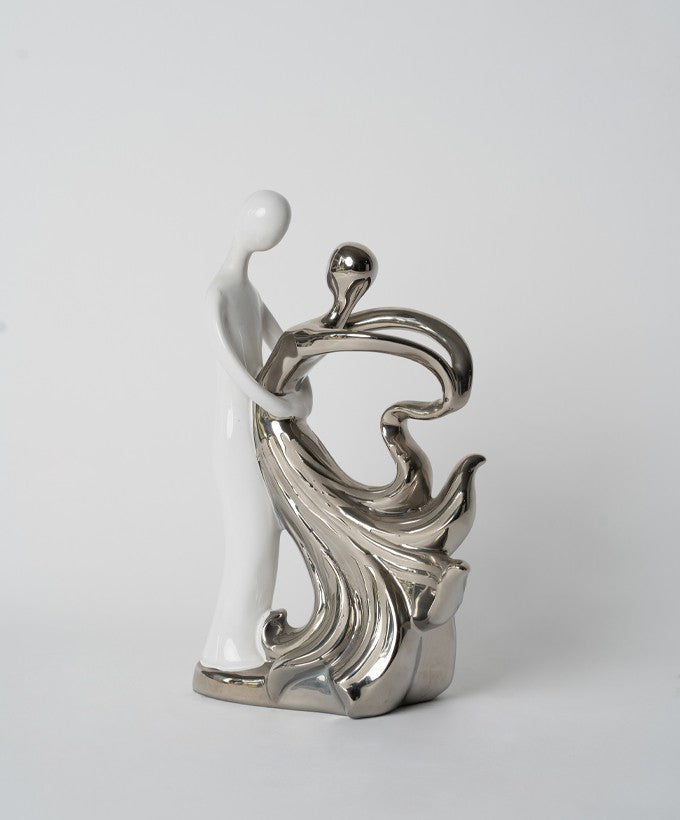 STATUINA COPPIA AMBIENTI GLAMOUR - BIANCA/ARGENTO