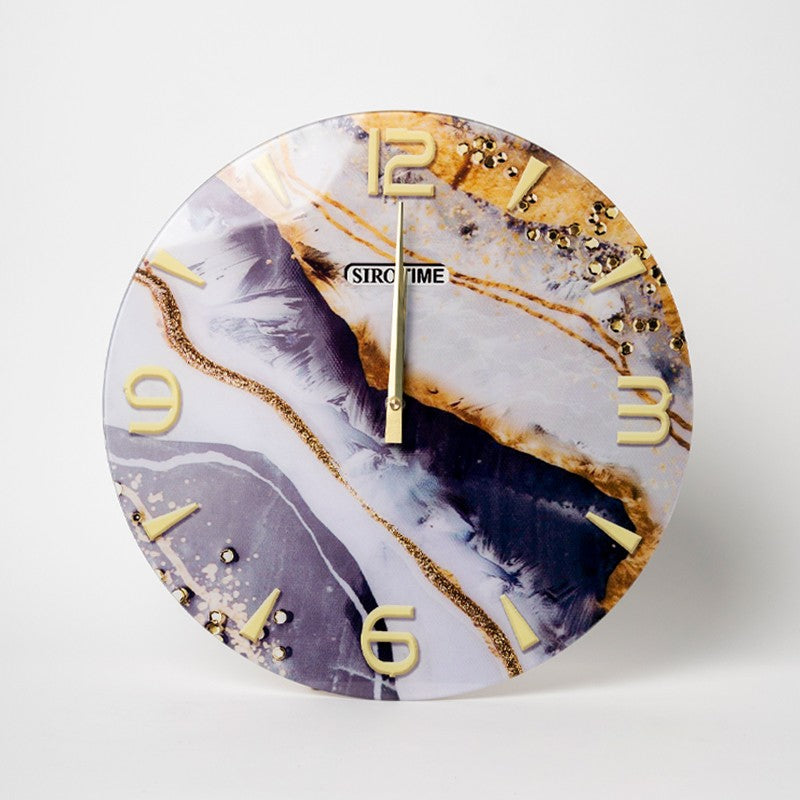 OROLOGIO DA PARETE VETRO SIROTIME - 60 CM MARMO GRIGIO/BIANCO/ORO