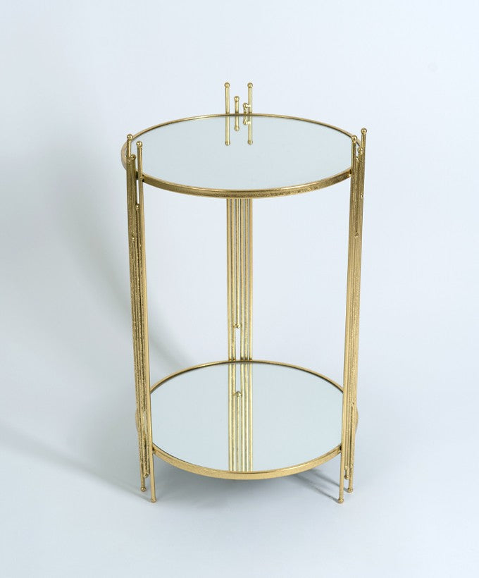 TAVOLINO DA SALOTTO TONDO PICCOLO - METALLO ORO/VETRO