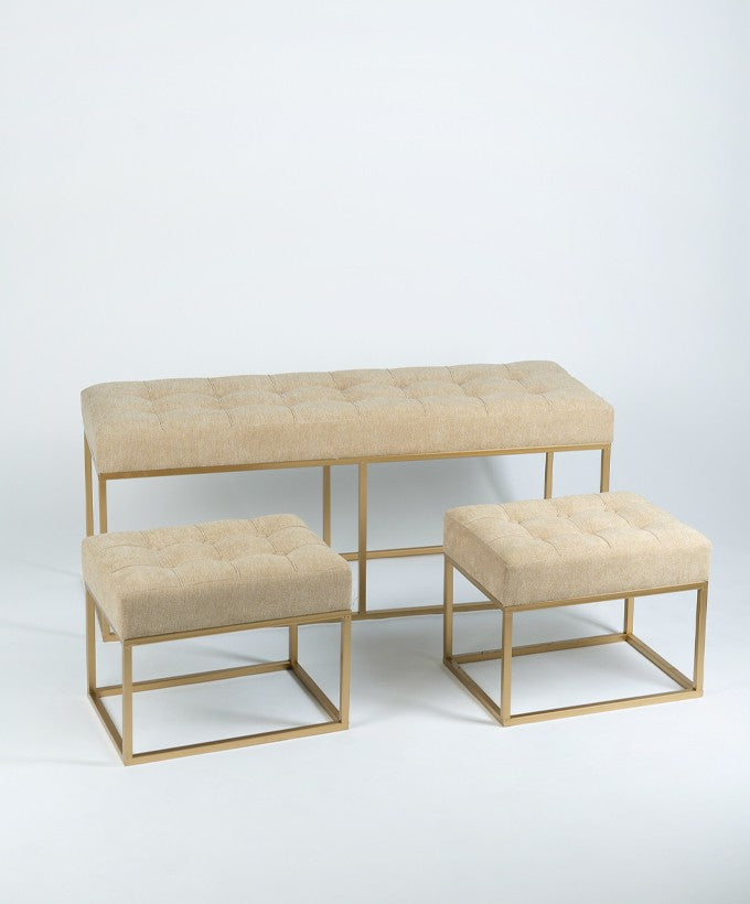 PANCA E SGABELLI BASE ORO  - BEIGE