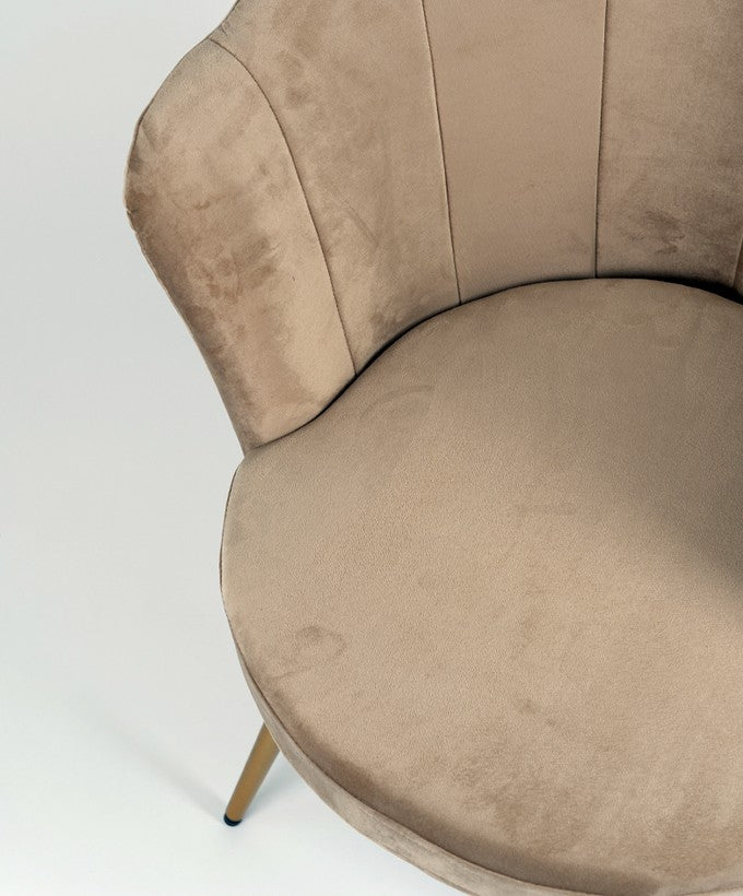 POLTRONA BASE ORO EFFETTO VELLUTO - TORTORA