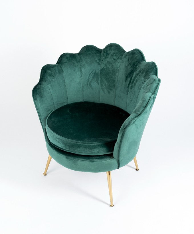 POLTRONA BASE ORO EFFETTO VELLUTO - VERDE SMERALDO