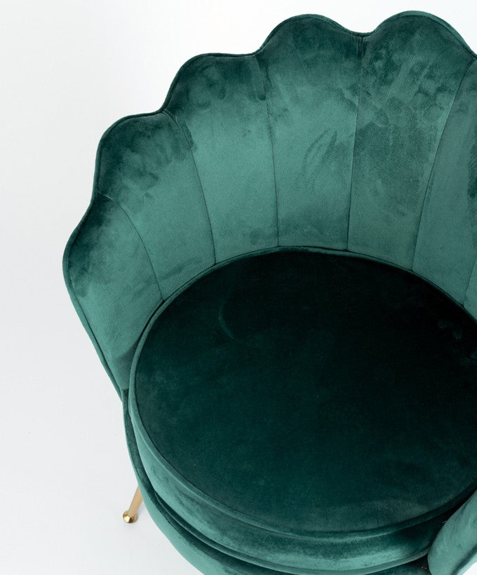 POLTRONA BASE ORO EFFETTO VELLUTO - VERDE SMERALDO