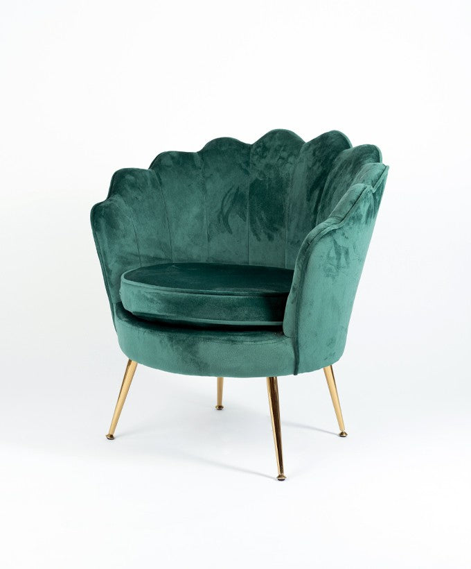 POLTRONA BASE ORO EFFETTO VELLUTO - VERDE SMERALDO