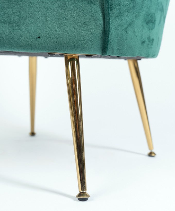 POLTRONA BASE ORO EFFETTO VELLUTO - VERDE SMERALDO