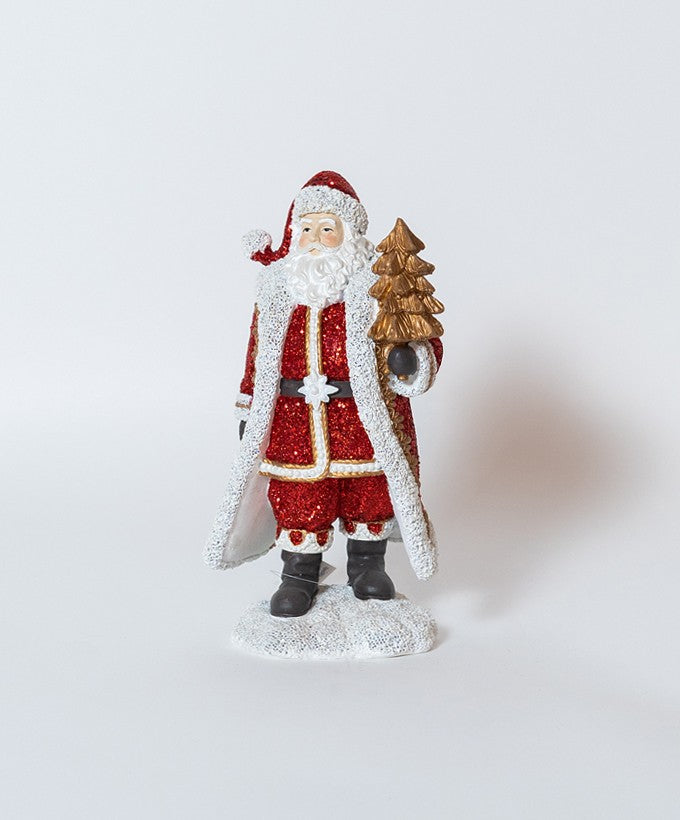 STATUINA BABBO NATALE GLITTER CON ALBERELLO
