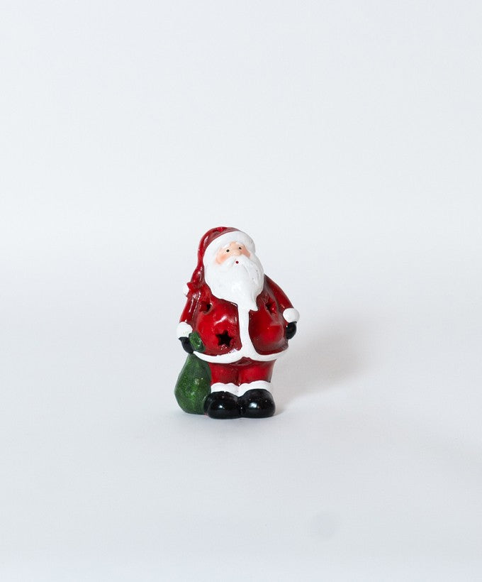 STATUINA BABBO NATALE CON SACCO REGALI E DETTAGLI STELLATI - LED