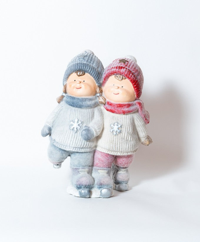 COPPIA DI BAMBINE INVERNALI - PATTINAGGIO SULLA NEVE