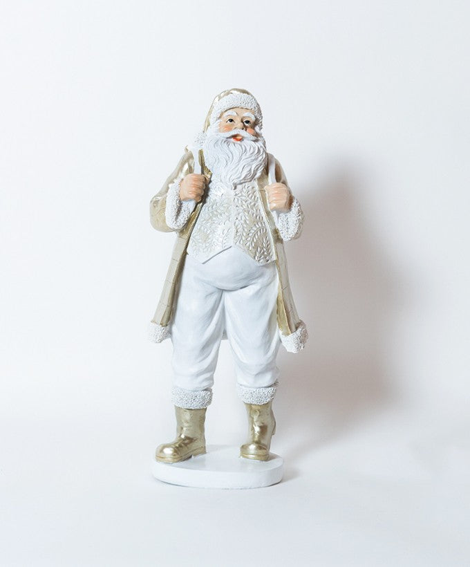 STATUINA BABBO NATALE BIANCO E ORO ELEGANTE - LE STELLE