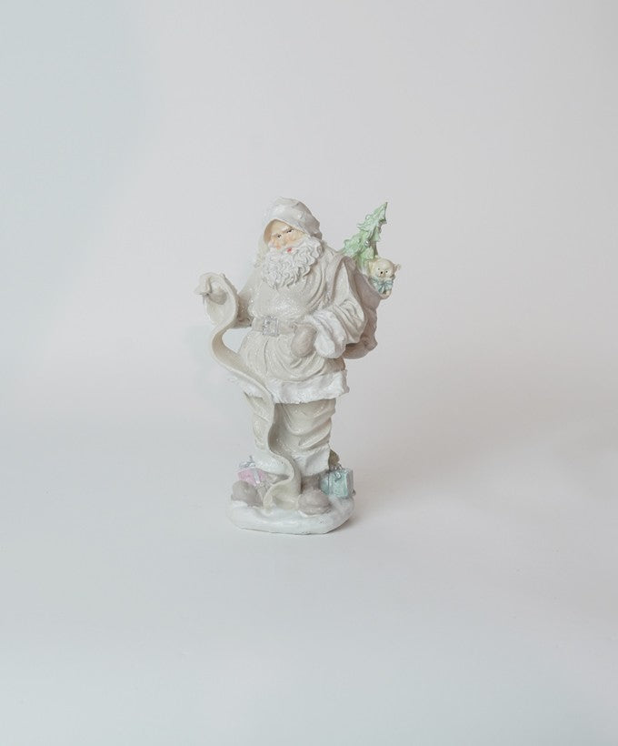 STATUINA BABBO NATALE BIANCO CON SACCO E ALBERELLO
