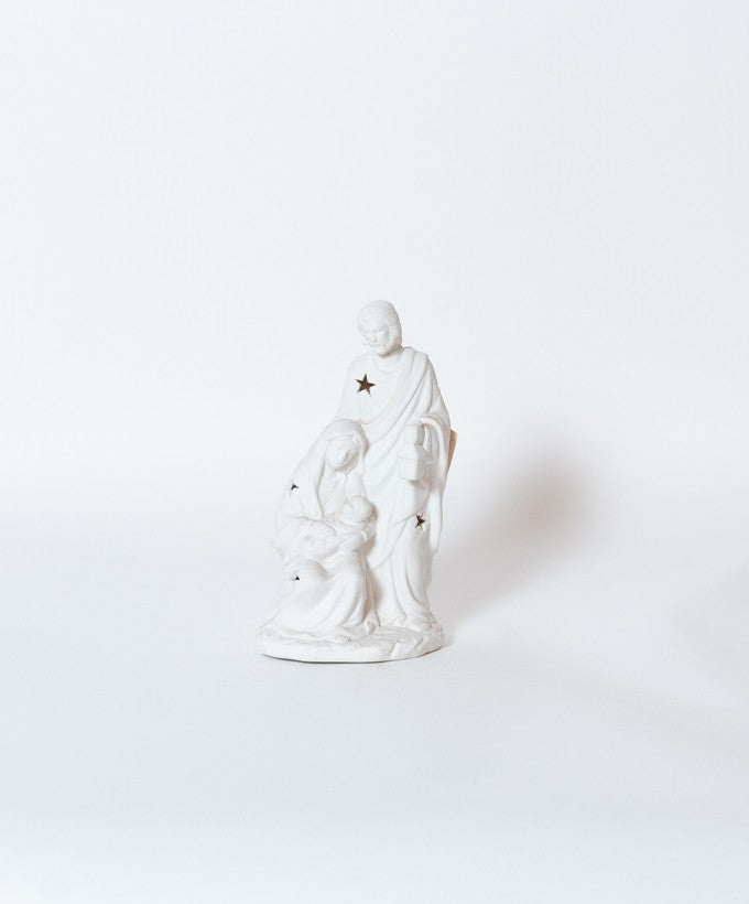 STATUETTA NATIVITA' BIANCA CON INTAGLI- LE STELLE