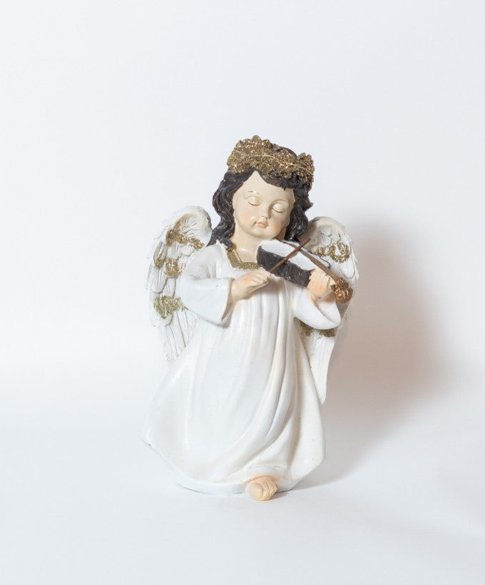 STATUETTA ANGELO MUSICANTE CON VIOLINO - LUMINOSA SUL CAPO