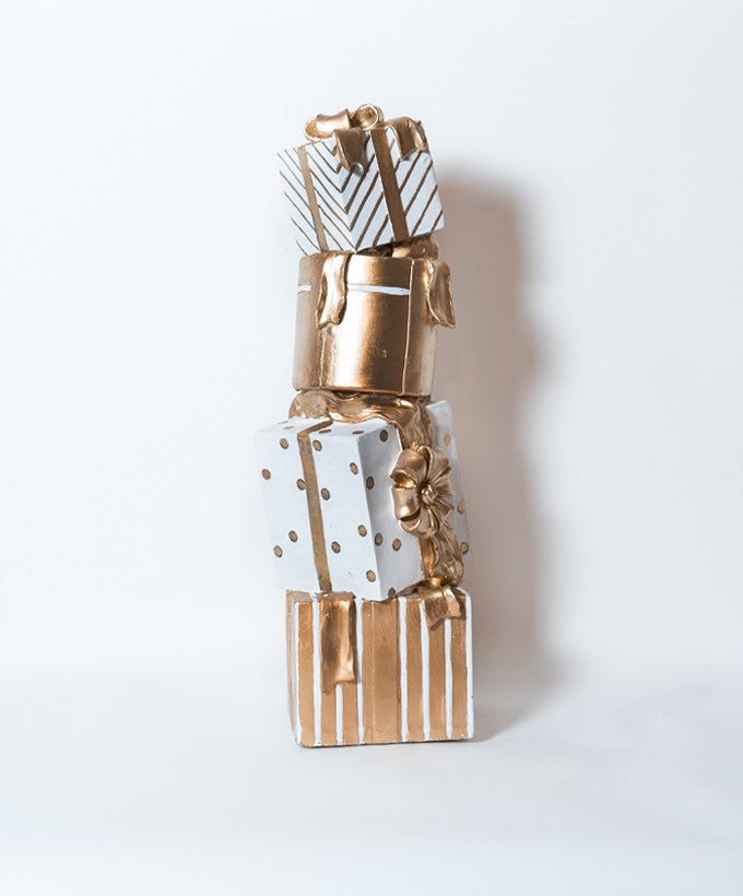 TORRE DI REGALI DECORATIVI BIANCO\ORO