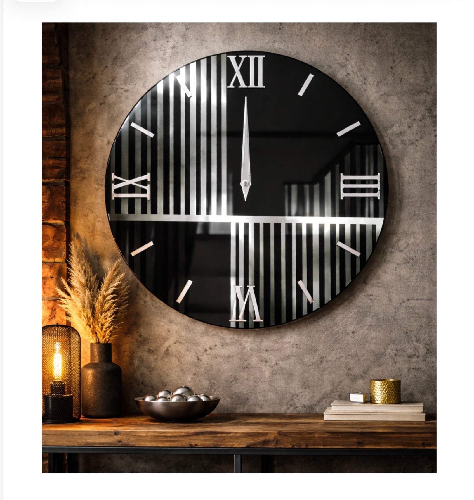 OROLOGIO DA PARETE VETRO SASHA - NERO| ARGENTO