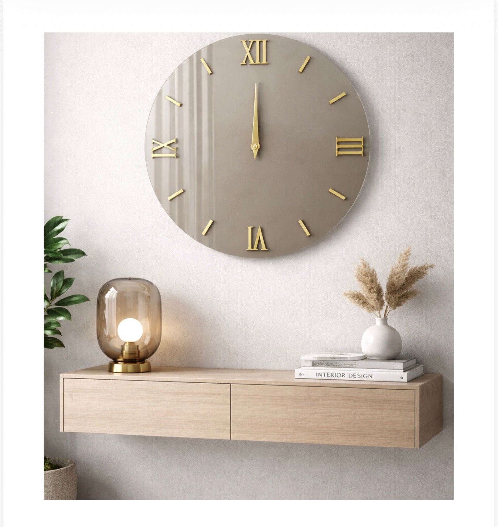 OROLOGIO DA PARETE VETRO RIGATO - TORTORA