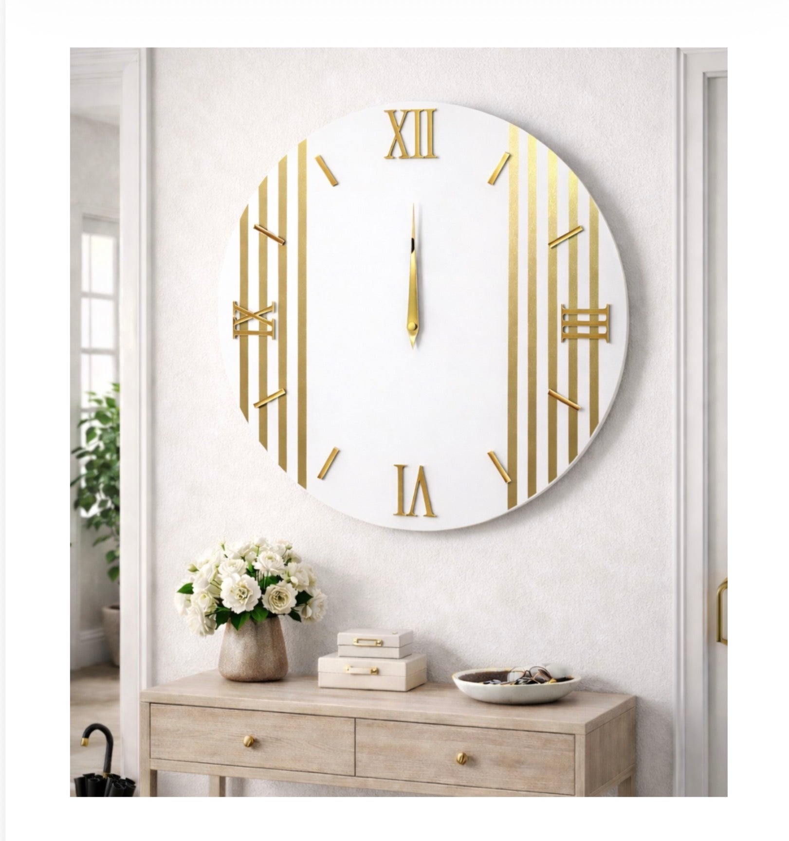 OROLOGIO DA PARETE VETRO SASHA - BIANCO| ORO